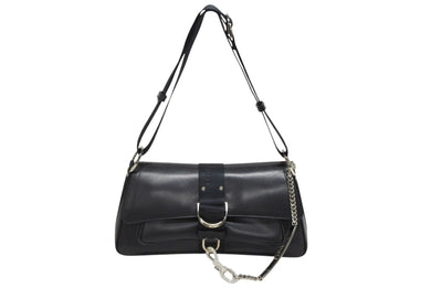 CHRISTIAN DIOR クリスチャンディオール ガリアーノ期 ハードコア ショルダーバッグ ラインストーン レザー ブラック 美品 中古 4b009141