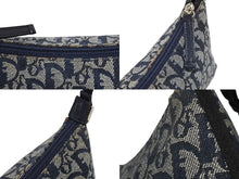 画像をギャラリービューアに読み込む, Christian Dior クリスチャンディオール サドルポーチ アクセサリーポーチ トロッター柄 PZ 1012 ネイビー シルバー金具 美品 中古 4b009142