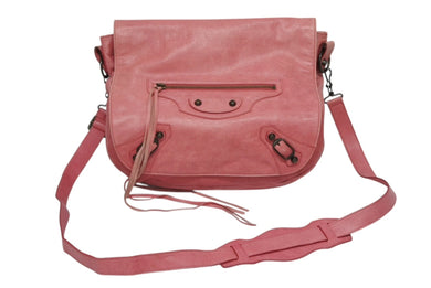 BALENCIAGA バレンシアガ フォルク ショルダーバッグ 246432 6603 レザー ピンク アンティークゴールド金具 美品 中古 4b009144