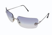 画像をギャラリービューアに読み込む, CHANEL シャネル リムレス サングラス 4085 c.124/7B サイズ62□15 120 カメリア ココマーク ブルー 美品 中古 4b009145