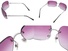 画像をギャラリービューアに読み込む, CHANEL シャネル リムレス サングラス 4017-D c.124/89 サイズ62□17 120 ココマーク パープル ラインストーン 美品 中古 4b009151