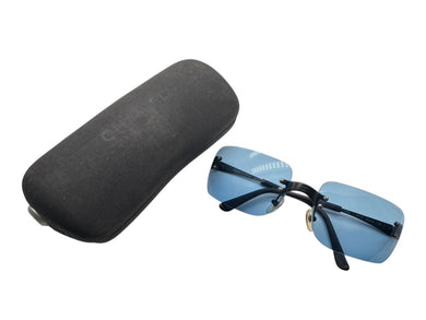 CHANEL シャネル リムレス サングラス 4005 c.101/72 サイズ62□18 125 ココマーク ブルー ブラック 美品 中古 4b00915