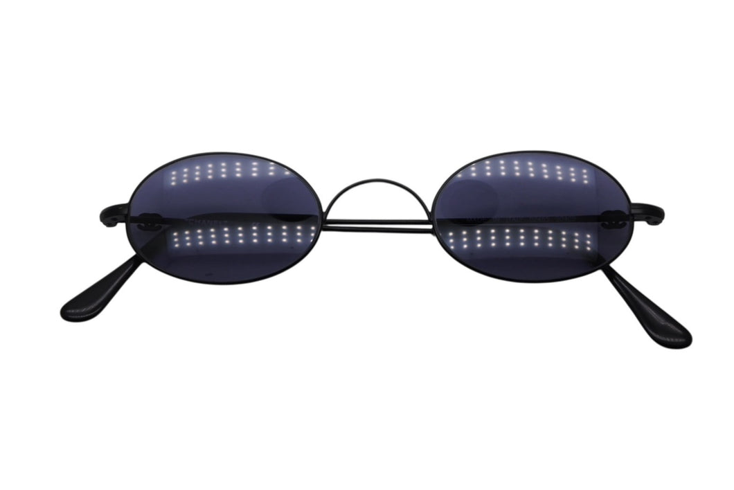 極美品 CHANEL シャネル オーバル サングラス アイウェア 02465 90405 ココマーク ブラック 中古 4b009157