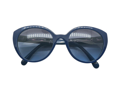 CHANEL シャネル ウェリントン サングラス アイウェア ココマーク エナメル プラスチック ブルー グリーン 美品 中古 4b009174