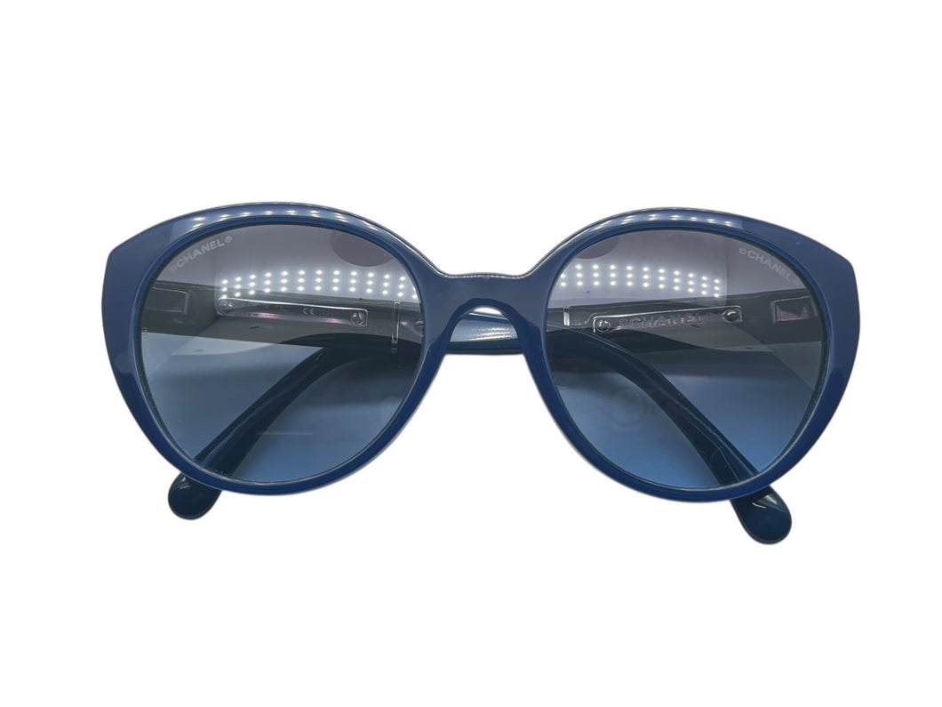 CHANEL シャネル ウェリントン サングラス アイウェア ココマーク エナメル プラスチック ブルー グリーン 美品 中古 4b009174