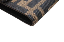 画像をギャラリービューアに読み込む, FENDI フェンディ 三つ折り財布 コンパクト財布 ズッカ柄 ナイロン キャンバス レザー ダークブラウン 美品 中古 4b009180