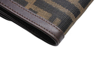 画像をギャラリービューアに読み込む, 極美品 FENDI フェンディ 二つ折り財布 ズッカ コンパクトウォレット イタリア製 キャンバス レザー ブラウン 中古 4b009182