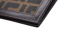 画像をギャラリービューアに読み込む, 極美品 FENDI フェンディ ズッカ柄 二つ折り財布 コンパクトウォレット イタリア製 キャンバス レザー ブラウン 中古 4b009183