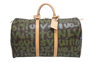 新品同様品 LOUIS VUITTON ルイヴィトン モノグラム グラフィティ キーポル50 M92196 ブラウン カーキ ゴールド金具 中古 4b009190
