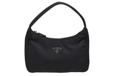 極美品 PRADA プラダ ホーボー ハンドバッグ ワンショルダーバッグ MV515 トライアングルロゴ ナイロン ブラック 中古 4b009197