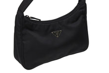 画像をギャラリービューアに読み込む, 極美品 PRADA プラダ ホーボー ハンドバッグ ワンショルダーバッグ MV515 トライアングルロゴ ナイロン ブラック 中古 4b009197