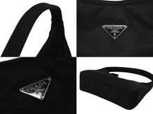 画像をギャラリービューアに読み込む, 極美品 PRADA プラダ ホーボー ハンドバッグ ワンショルダーバッグ MV515 トライアングルロゴ ナイロン ブラック 中古 4b009197