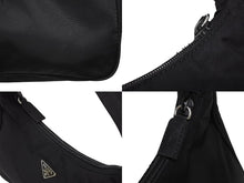 画像をギャラリービューアに読み込む, 極美品 PRADA プラダ ホーボー ハンドバッグ ワンショルダーバッグ MV515 トライアングルロゴ ナイロン ブラック 中古 4b009197