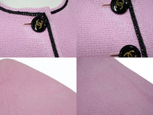 画像をギャラリービューアに読み込む, CHANEL シャネル ノーカラー クロップドジャケット PO1783VO4037 サイズ34 ココマーク ピンク 美品 中古 4b009199