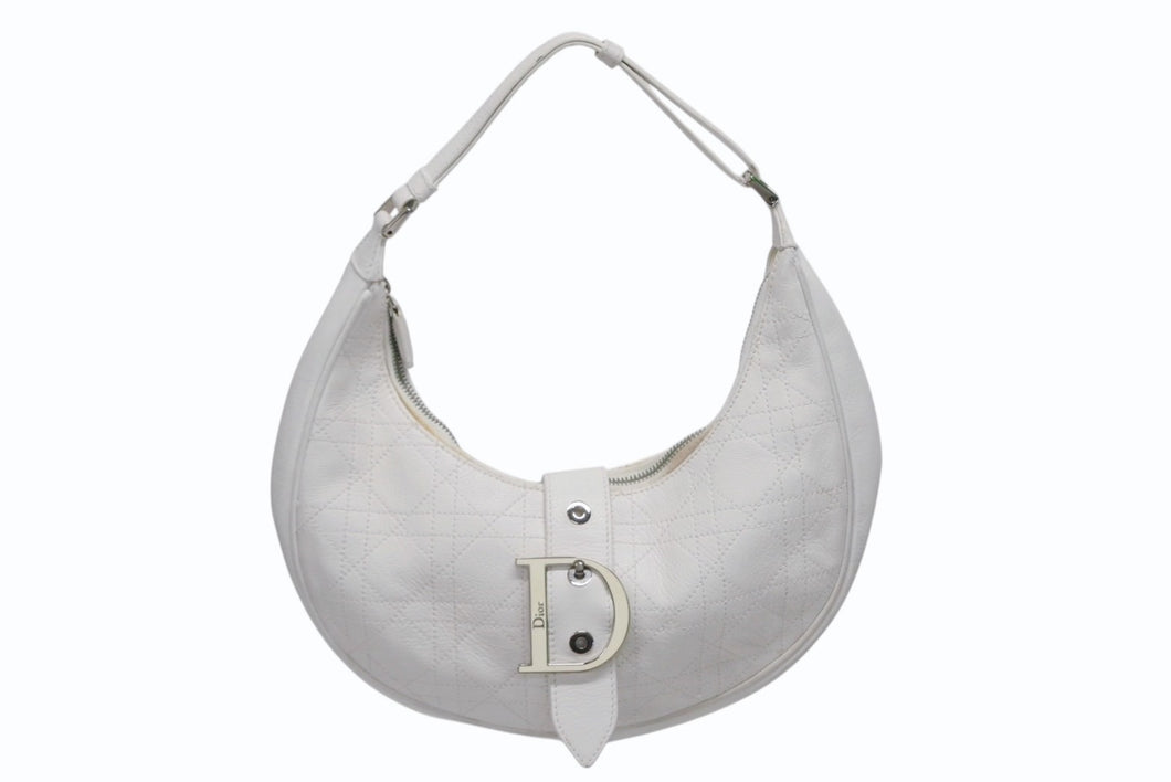 Christian Dior クリスチャンディオール ハーフムーン ワンショルダーバッグ 13-BM-0015 カナージュ ガリアーノ期 美品 中古 4b009212