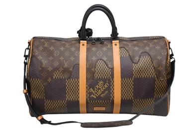 極美品 LOUIS VUITTON ルイヴィトン NIGO キーポールバンドリエール50 ボストンバッグ N40360 ブラウン サイズ50 中古 4b009214