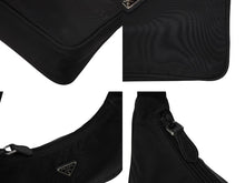 画像をギャラリービューアに読み込む, 極美品 PRADA プラダ ホーボー ハンドバッグ ワンショルダーバッグ MV515 トライアングルロゴ ナイロン ブラック 中古 4b009221