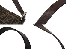 画像をギャラリービューアに読み込む, FENDI フェンディ マンマバケット ショルダーバッグ ズッカ柄 コットンキャンバス レザー ブラウン シルバー金具 美品 中古 4b009231