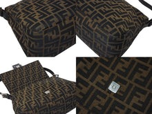 画像をギャラリービューアに読み込む, FENDI フェンディ マンマバケット ショルダーバッグ ズッカ柄 コットンキャンバス レザー ブラウン シルバー金具 美品 中古 4b009231