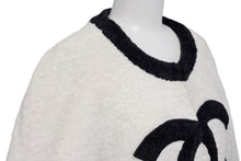 画像をギャラリービューアに読み込む, CHANEL シャネル VINTAGE ヴィンテージ テリークロス ノーカラージャケット ココマーク パイル オフホワイト ブラック 美品 中古 4b009248