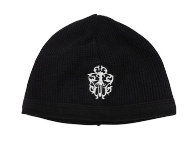 CHROME HEARTS クロムハーツ THERMAL BEANIE CAP サーマルニットキャップ ビーニー ブラック ホワイト ダガー刺繍 美品 中古 4b009256