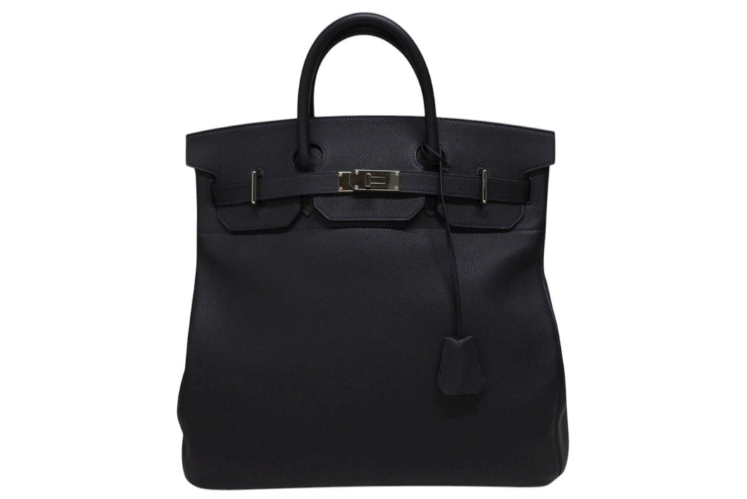 新品同様 HERMES エルメス ハンドバッグ オータクロア40 ネイビー B刻印 トゴ パラジウム金具 中古 4b009262