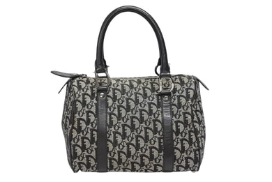 Christian Dior クリスチャンディオール トロッター ハンドバッグ ミニボストンバッグ ブラック キャンバス 美品 中古 4b009283
