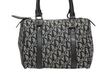 画像をギャラリービューアに読み込む, Christian Dior クリスチャンディオール トロッター ハンドバッグ ミニボストンバッグ ブラック キャンバス 美品 中古 4b009283