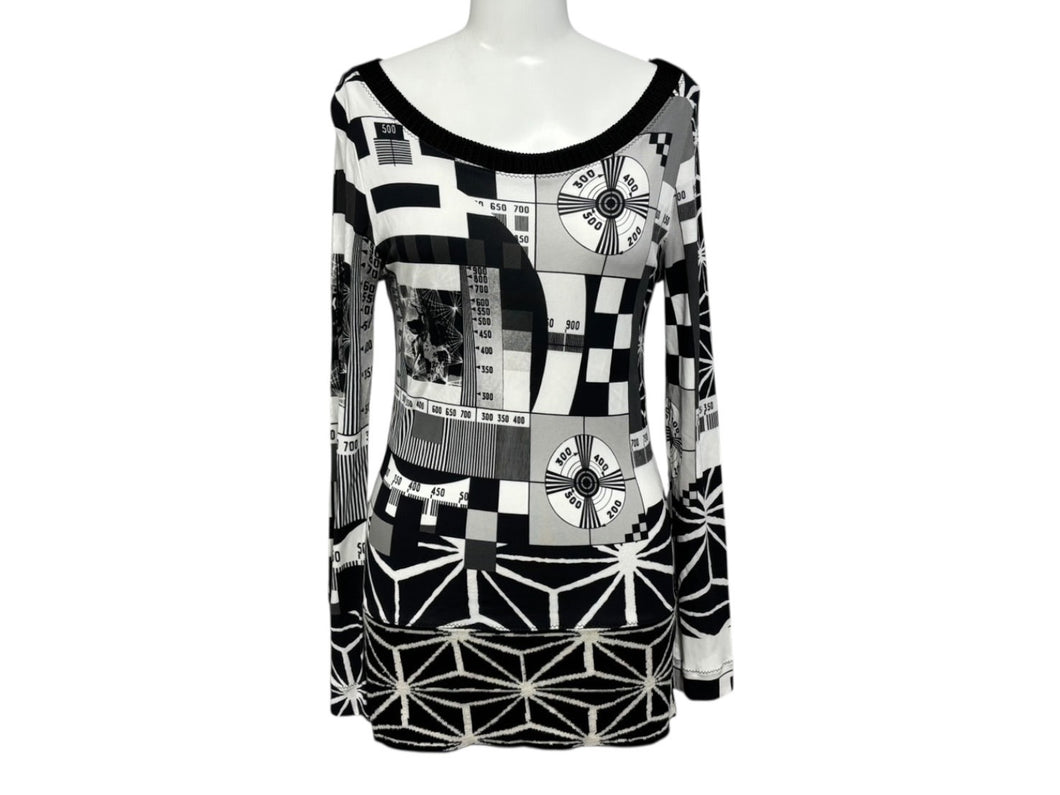 Jean Paul Gaultier ジャンポール・ゴルチェ 長袖Ｔシャツ 10552_1781 ブラック ホワイト ナイロン 美品 中古 4b009285