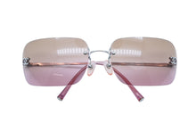 画像をギャラリービューアに読み込む, CHANEL シャネル リムレス サングラス アイウェア サイズ62◻︎17 120 ココマーク ラインストーン ブラウン ピンク 美品 中古 4b009292