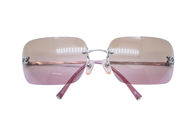 CHANEL シャネル リムレス サングラス アイウェア サイズ62◻︎17 120 ココマーク ラインストーン ブラウン ピンク 美品 中古 4b009292