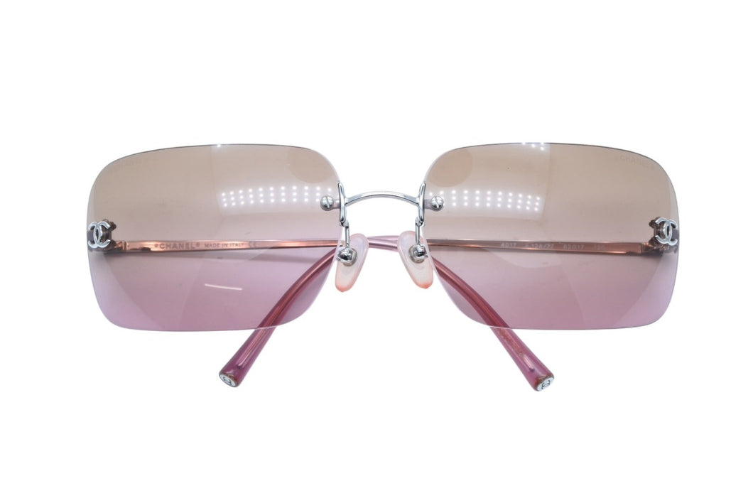 CHANEL シャネル リムレス サングラス アイウェア サイズ62◻︎17 120 ココマーク ラインストーン ブラウン ピンク 美品 中古 4b009292