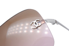 画像をギャラリービューアに読み込む, CHANEL シャネル リムレス サングラス アイウェア サイズ62◻︎17 120 ココマーク ラインストーン ブラウン ピンク 美品 中古 4b009292