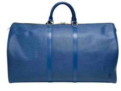 LOUIS VUITTON ルイヴィトン エピ キーポル55 ボストンバッグ レザー ブルー M42955 ロゴ 旅行バッグ 青 鞄 美品 中古 4b009342