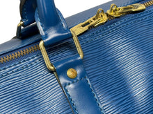 画像をギャラリービューアに読み込む, LOUIS VUITTON ルイヴィトン エピ キーポル55 ボストンバッグ レザー ブルー M42955 ロゴ 旅行バッグ 青 鞄 美品 中古 4b009342