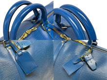 画像をギャラリービューアに読み込む, LOUIS VUITTON ルイヴィトン エピ キーポル55 ボストンバッグ レザー ブルー M42955 ロゴ 旅行バッグ 青 鞄 美品 中古 4b009342