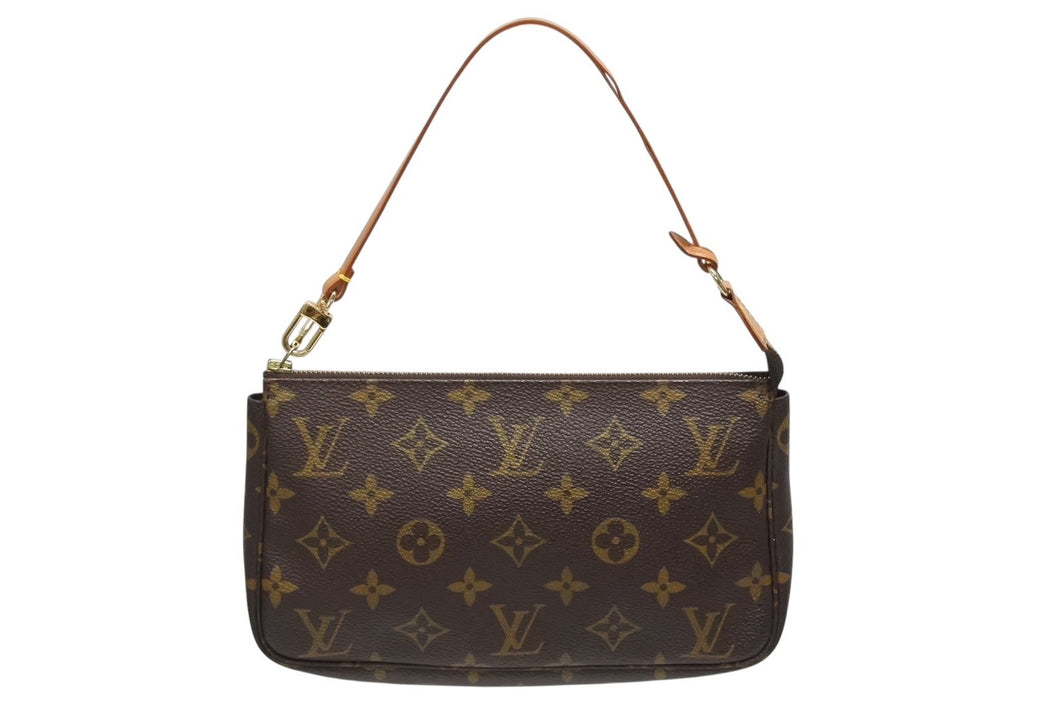 LOUIS VUITTON ルイヴィトン ポシェット アクセソワール アクセサリーポーチ M51980 モノグラム ブラウン レザー PVC 美品 中古 4b009344