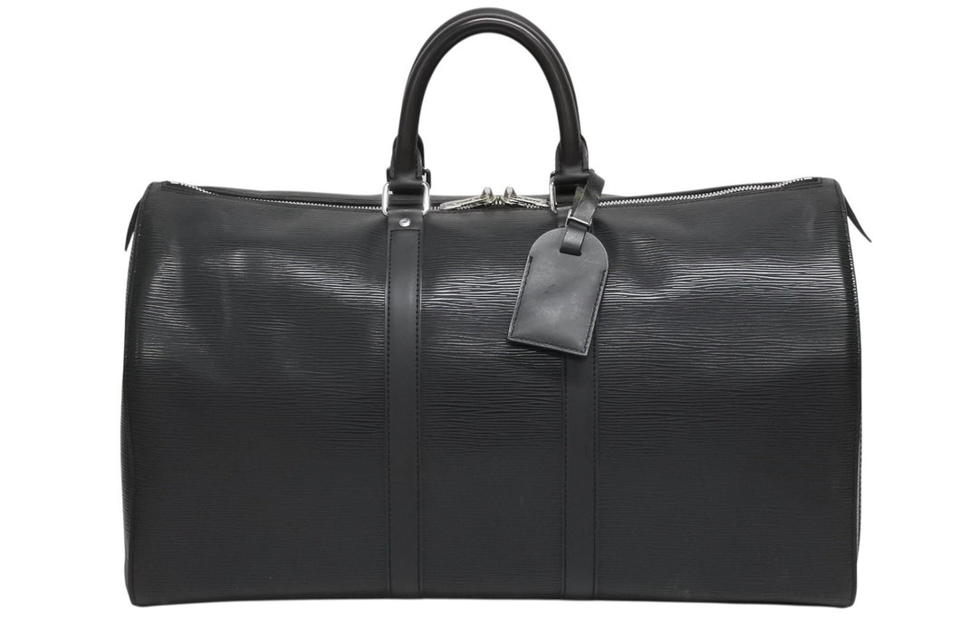 極美品 LOUIS VUITTON ルイヴィトン キーポル45 ボストンバッグ M59152 エピレザー ブラック ゴールド金具 中古 4b009366