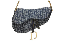 画像をギャラリービューアに読み込む, 極美品 Christian Dior クリスチャンディオール ワンショルダーバッグ サドルバッグ トロッター ガリアーノ期 キャンバス レザー ネイビー 中古 4b009373