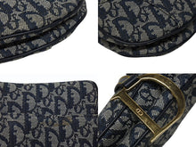 画像をギャラリービューアに読み込む, 極美品 Christian Dior クリスチャンディオール ワンショルダーバッグ サドルバッグ トロッター ガリアーノ期 キャンバス レザー ネイビー 中古 4b009373