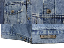 Load image into Gallery viewer, 極美品 CHROME HEARTS クロムハーツ デニムジャケット サイズXXL クロスボールボタン ダガージップ ブルー シルバー925 中古 4b009380