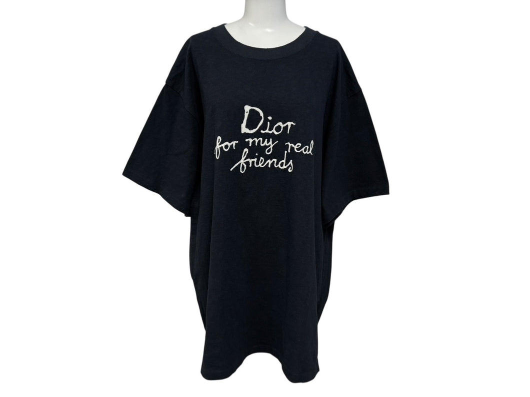 Christian Dior クリスチャンディオール 半袖Tシャツ 583J696A0849 サイズX3L グレー ネイビー ロゴ刺繍 美品 中古 4b009381