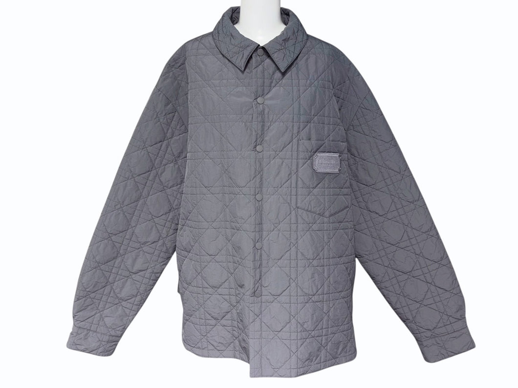 極美品 Christian Dior クリスチャンディオール 24SS キルティング コーチジャケット 313C509AA106 サイズ56 グレー 中古 4b009411