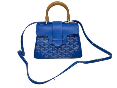 極美品 GOYARD ゴヤール サイゴン ミニ ソフトバッグ 2WAY ハンドバッグ SAIGONMINTY09CL09P ブルー シルバー金具 中古 4b009476