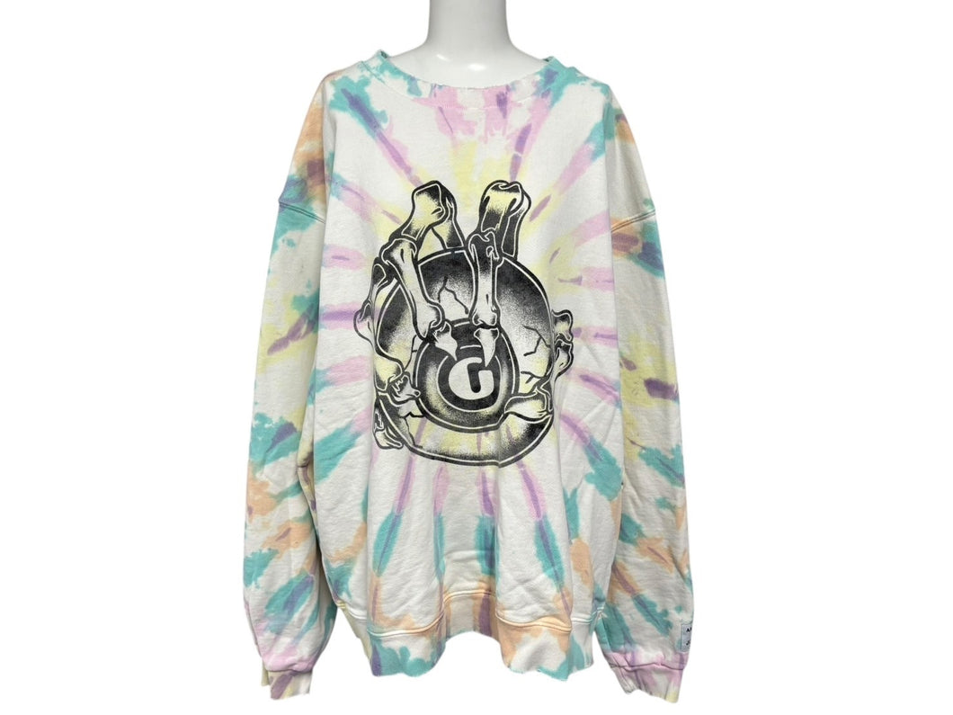 極美品 GALLERY DEPT ギャラリーデプト 長袖スウェット G BALL クルーネック USA製 コットン タイダイ サイズ2XL 中古 4b009516