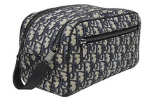 画像をギャラリービューアに読み込む, Christian Dior クリスチャンディオール ポーチ セカンドバッグ 2ESCA494YKY オブリーク ネイビー ジャガード カーフスキン 美品 中古 4b009527