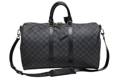 LOUIS VUITTON ルイヴィトン ボストン キーポルバンドリエール45 ダミエグラフィット N41418 ブラック シルバー金具 美品 中古 4b009539