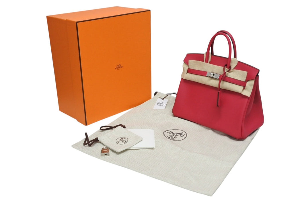 新品未使用 HERMES エルメス ハンドバッグ K刻印 バーキン25 ヴォースイフト フランボワーズ シルバー金具 中古 4b009549