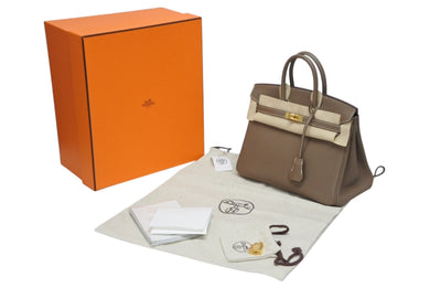 新品同様 HERMES エルメス バーキン25 トゴ ハンドバッグ U刻印 エトゥープ ゴールド金具 中古 4b009550