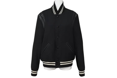 SAINT LAURENT PARIS サンローランパリ テディジャケット スタジャン 354718 ブラックレザー サイズ48 美品 中古 4b009572